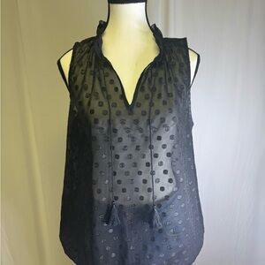 New York & Company‎ Black Tie Front Blouse